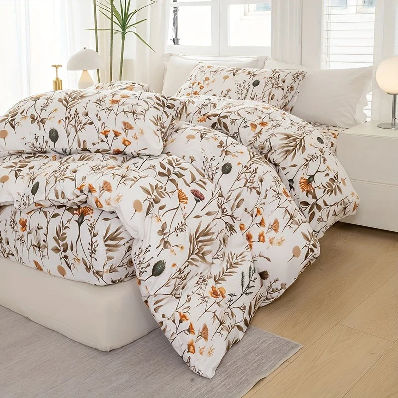 Floral Quilt Cover Set – Soft All-Season Bedding with Cases