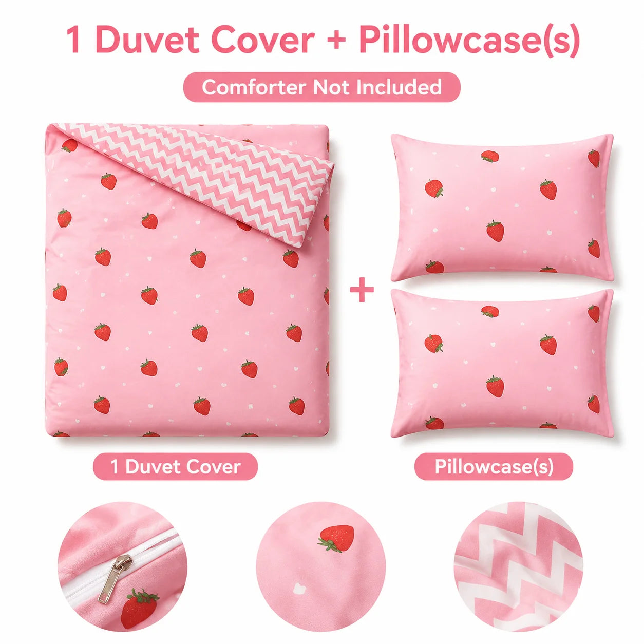 Strawberry Duvet Cover Set – Soft Kids Bedding with Cases