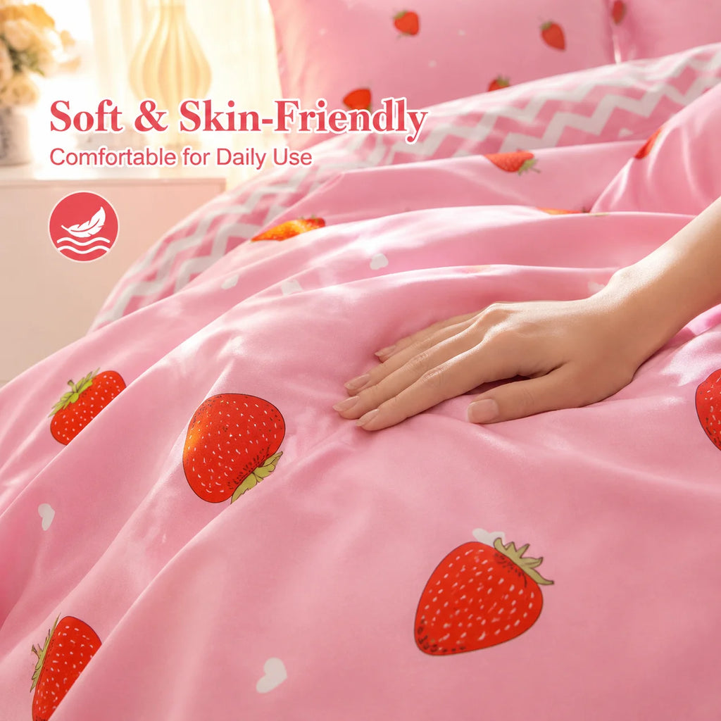 Strawberry Duvet Cover Set – Soft Kids Bedding with Cases