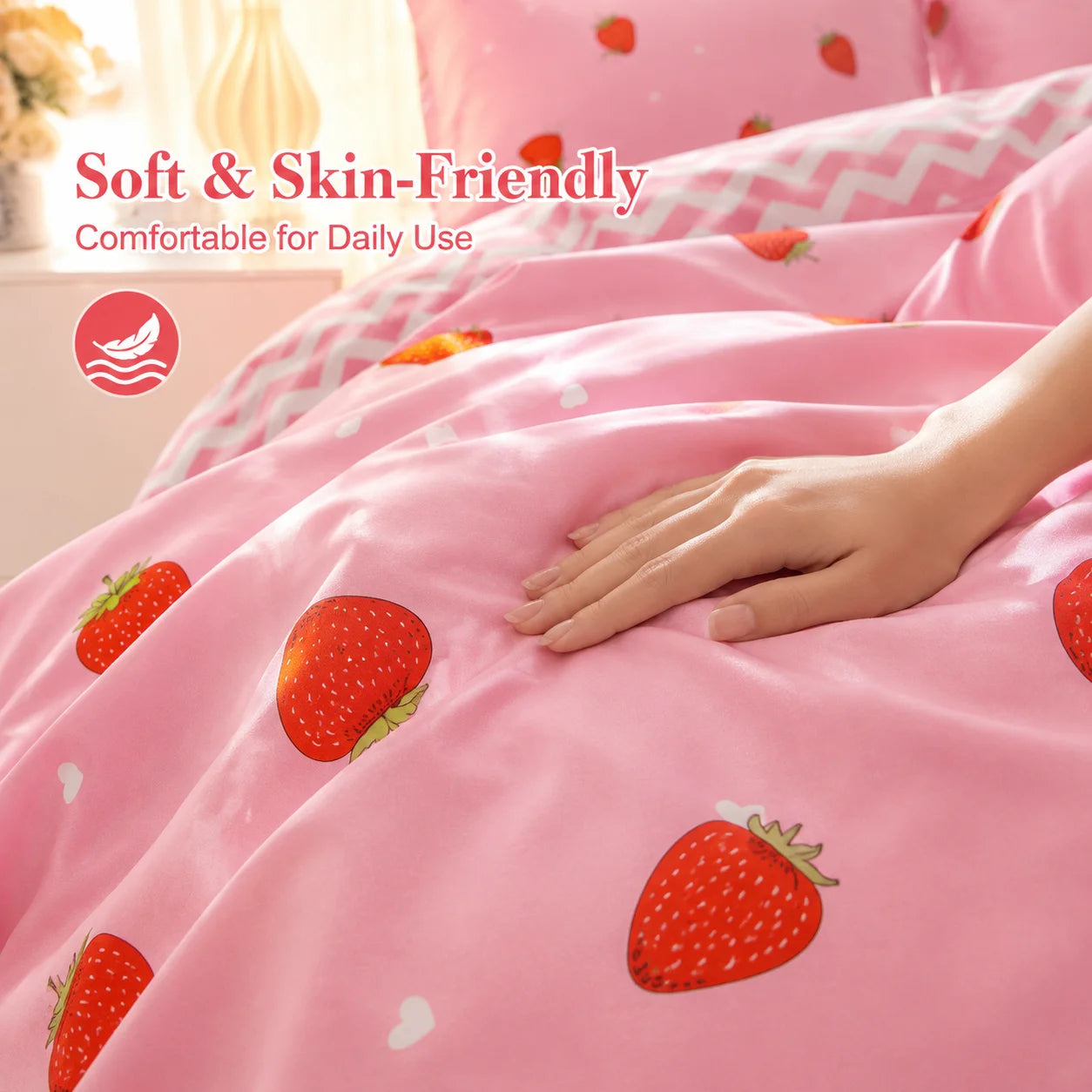 Strawberry Duvet Cover Set – Soft Kids Bedding with Cases