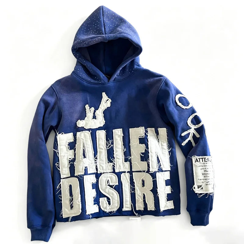 Men's Graphic Streetwear Hoodie – Distressed Lettering Pullover