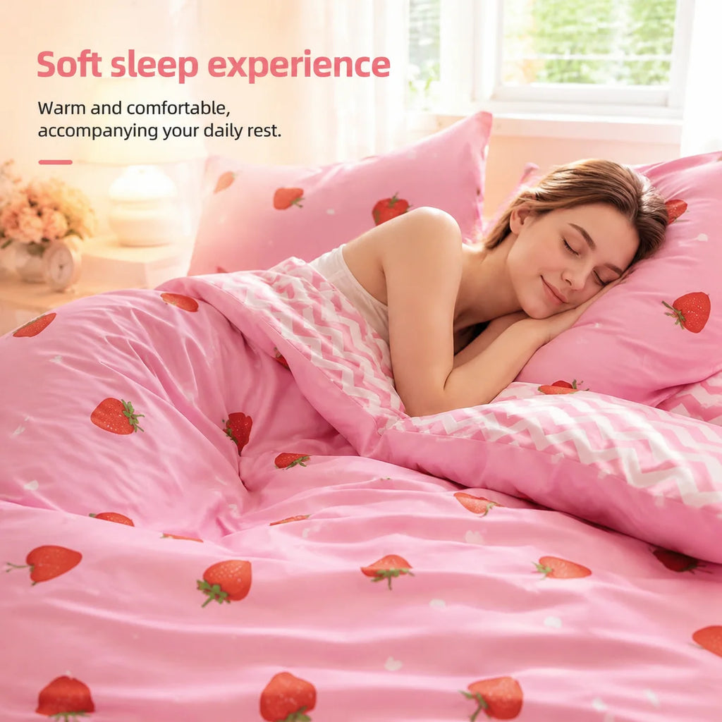 Strawberry Duvet Cover Set – Soft Kids Bedding with Cases