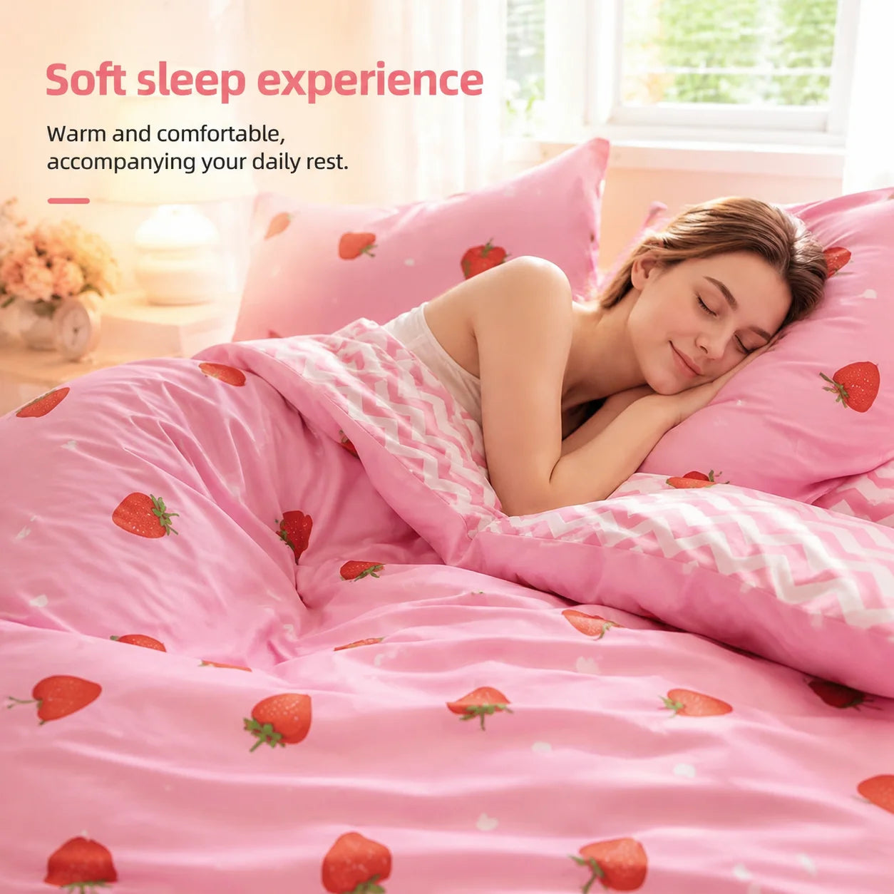 Strawberry Duvet Cover Set – Soft Kids Bedding with Cases