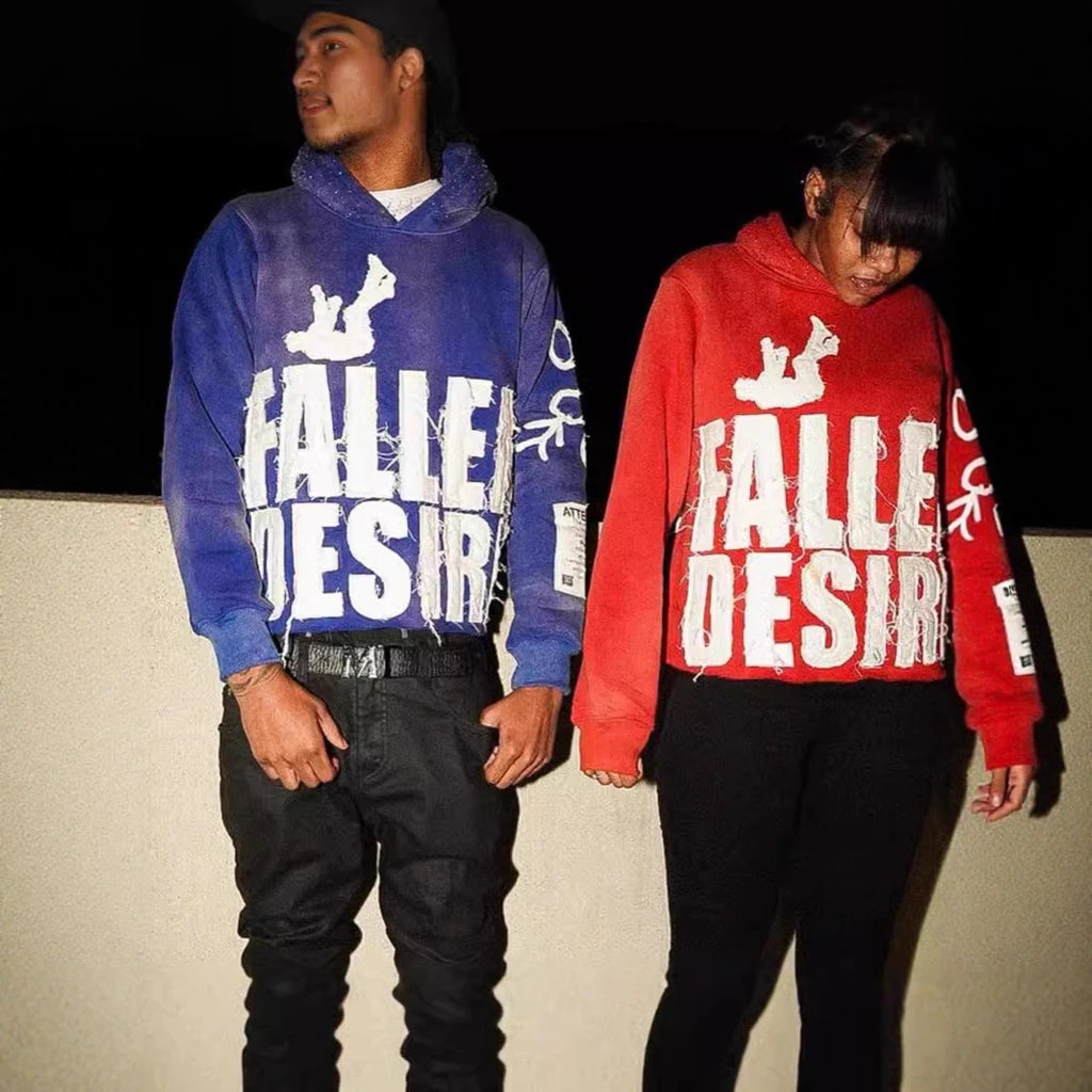 Men's Graphic Streetwear Hoodie – Distressed Lettering Pullover