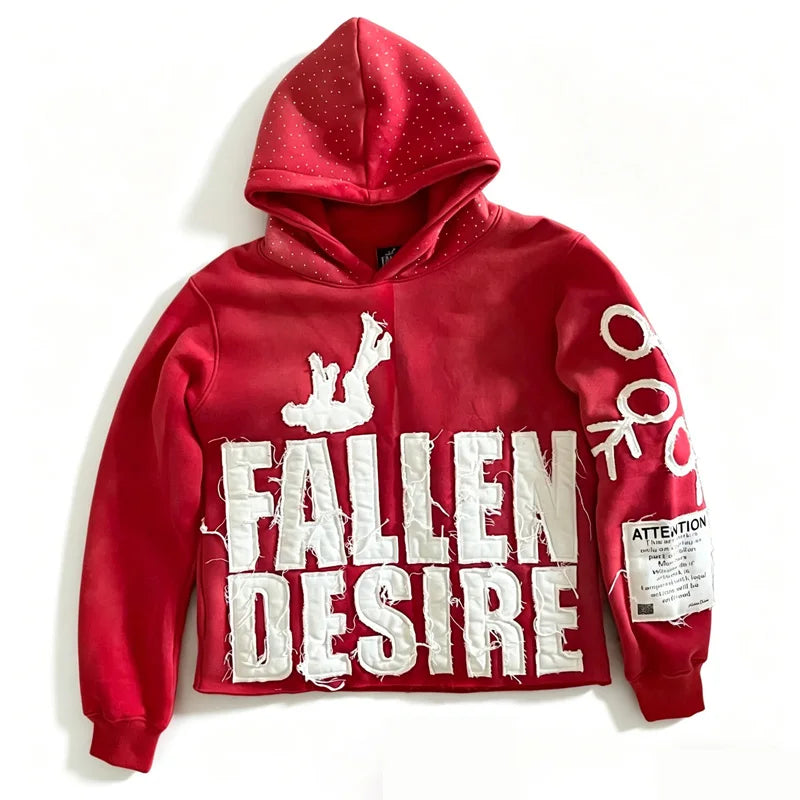 Men's Graphic Streetwear Hoodie – Distressed Lettering Pullover