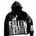 Men's Graphic Streetwear Hoodie – Distressed Lettering Pullover