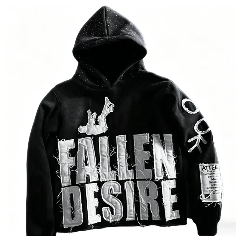 Men's Graphic Streetwear Hoodie – Distressed Lettering Pullover