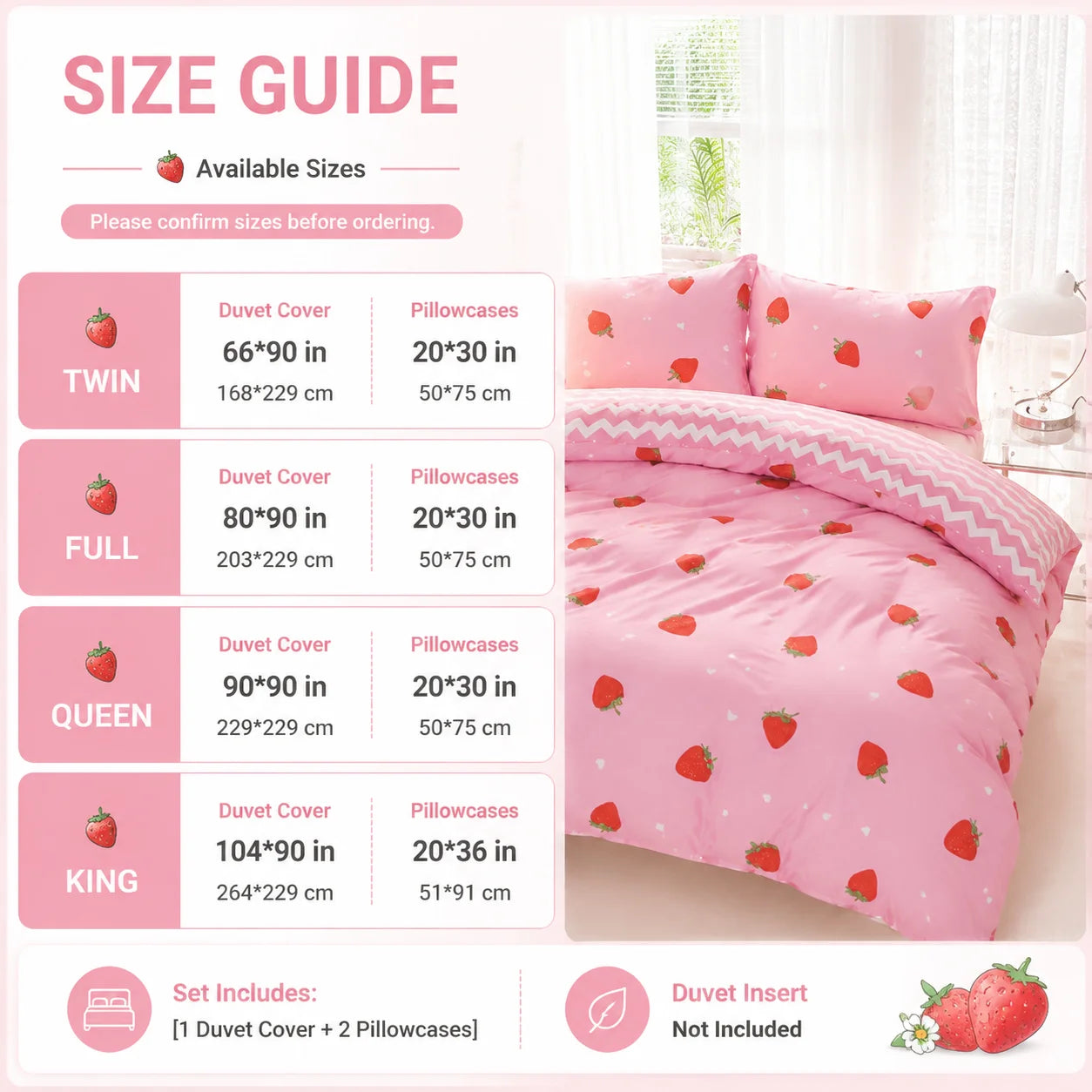 Strawberry Duvet Cover Set – Soft Kids Bedding with Cases
