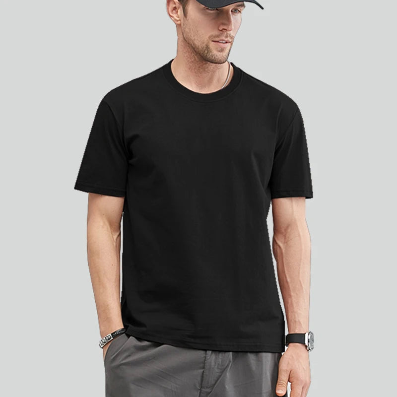 Men's Cotton T-Shirt – Basic Short-Sleeve, Up to 5XL