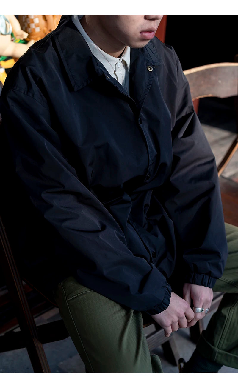 Snap-Front Nylon Coach Jacket