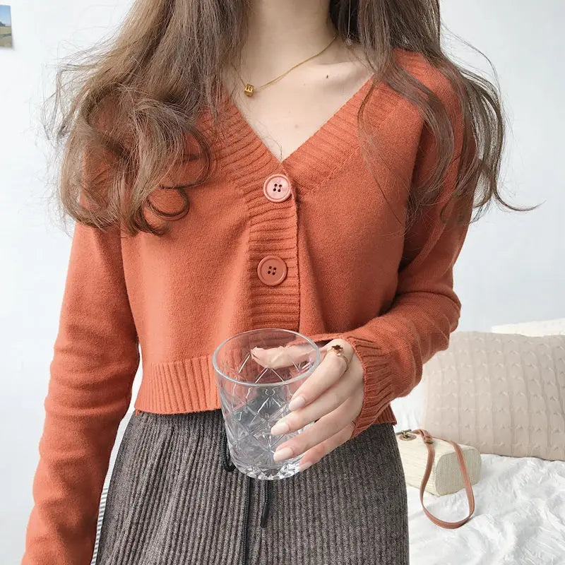 Cropped Knit Cardigan