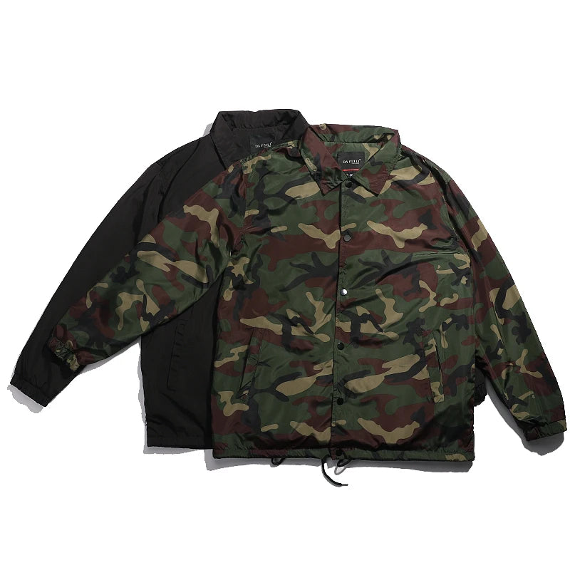 Snap-Front Nylon Coach Jacket