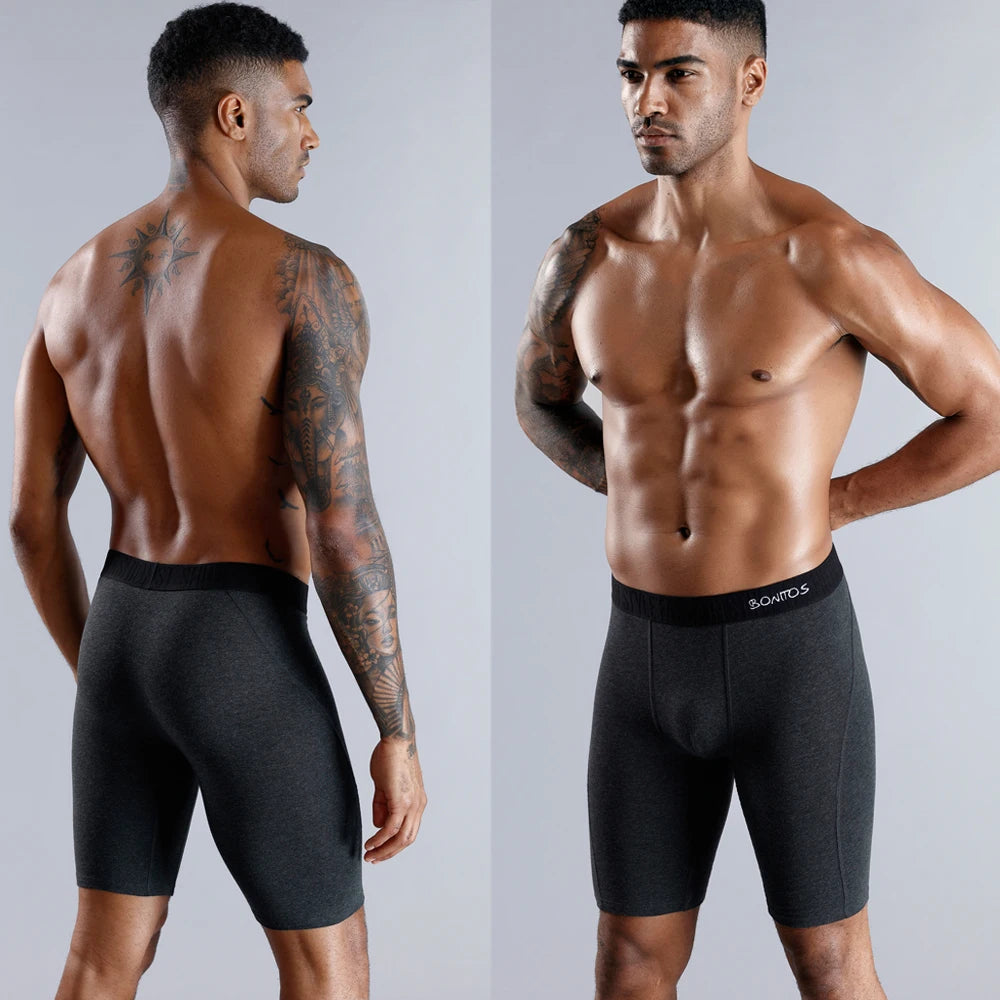 Men's Long-Leg Boxer Briefs – 3-Pack Cotton