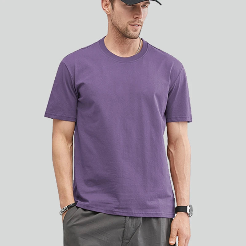Men's Cotton T-Shirt – Basic Short-Sleeve, Up to 5XL