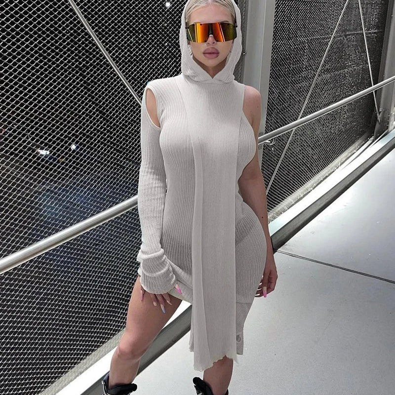 Long-Sleeve Knit Sweater Midi Dress