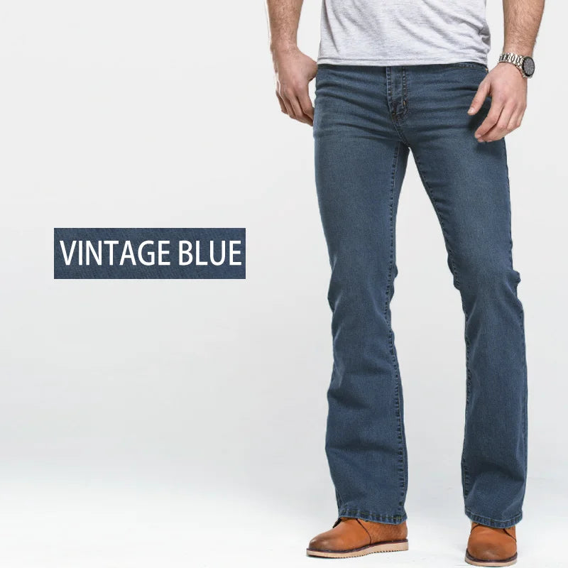 Men's bootcut flare jeans worn