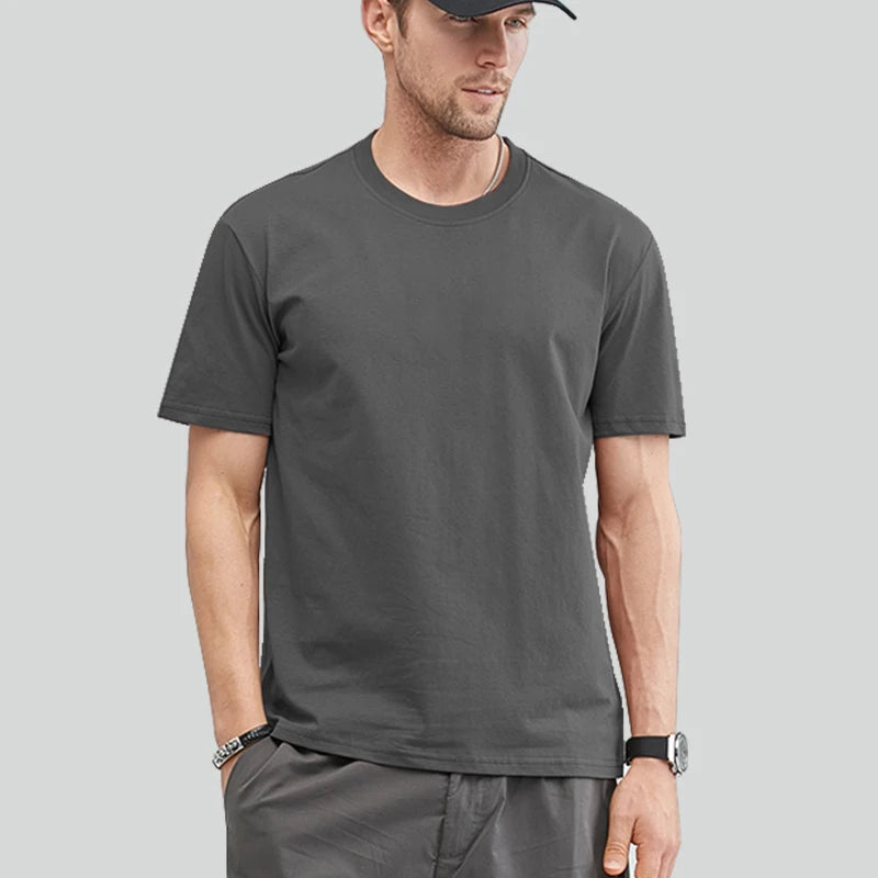Men's Cotton T-Shirt – Basic Short-Sleeve, Up to 5XL
