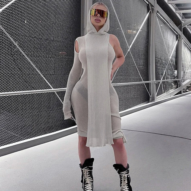 Long-Sleeve Knit Sweater Midi Dress