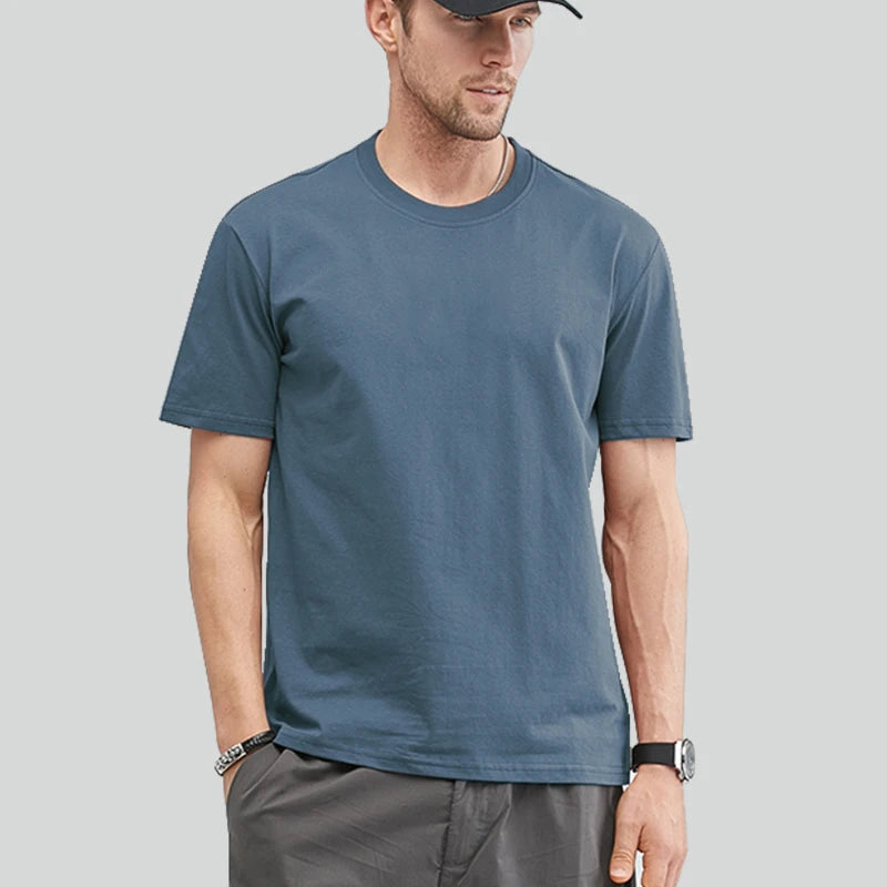 Men's Cotton T-Shirt – Basic Short-Sleeve, Up to 5XL