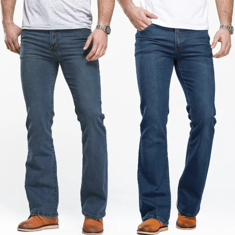 Men's bootcut flare jeans washed blue-grey front