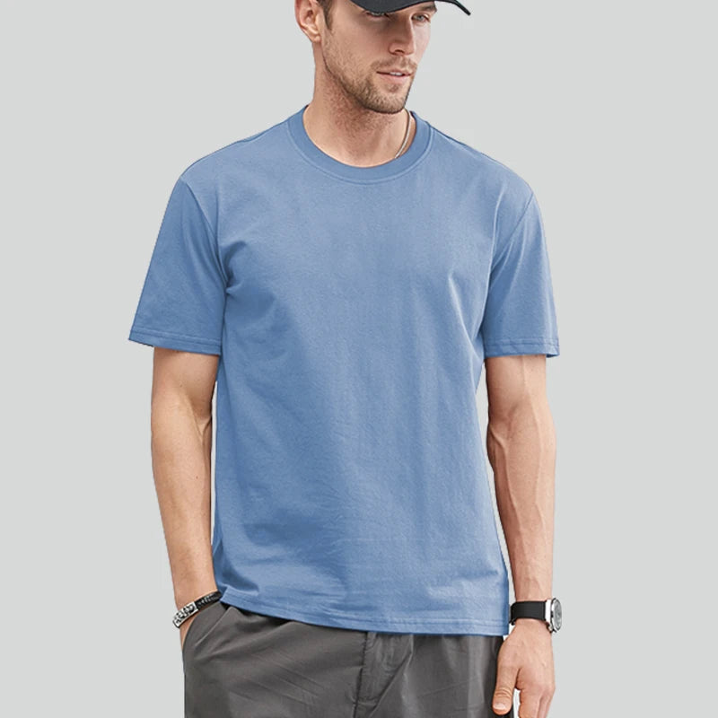 Men's Cotton T-Shirt – Basic Short-Sleeve, Up to 5XL