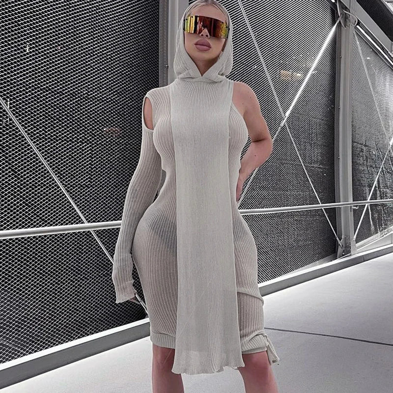 Long-Sleeve Knit Sweater Midi Dress