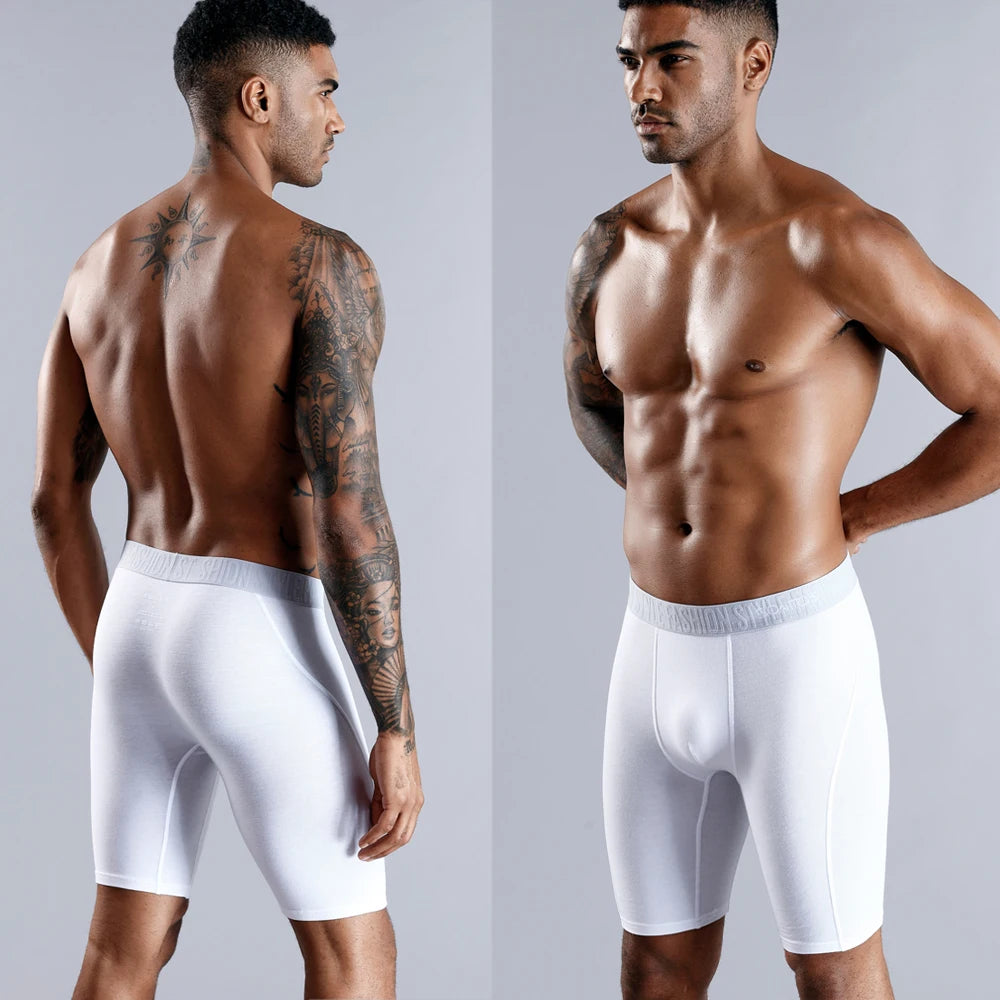 Men's Long-Leg Boxer Briefs – 3-Pack Cotton