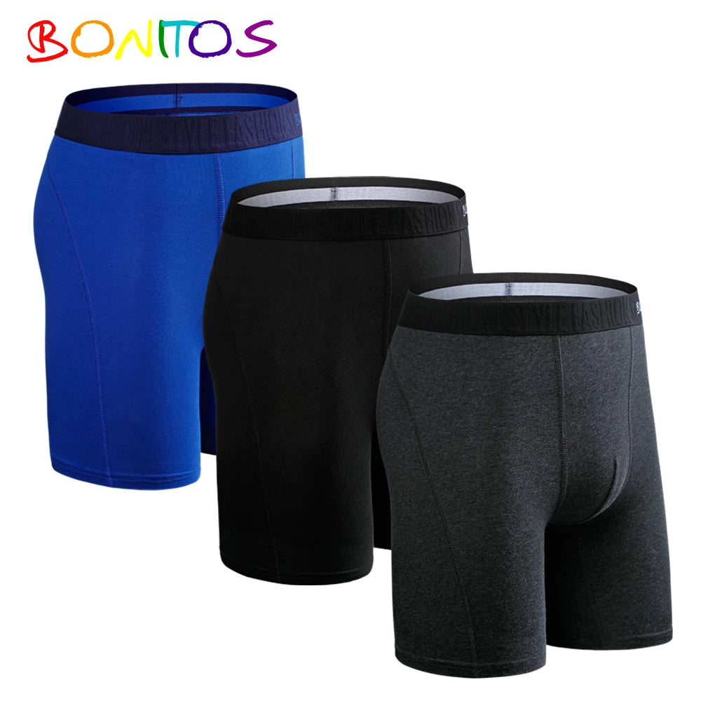 Men's Long-Leg Boxer Briefs – 3-Pack Cotton