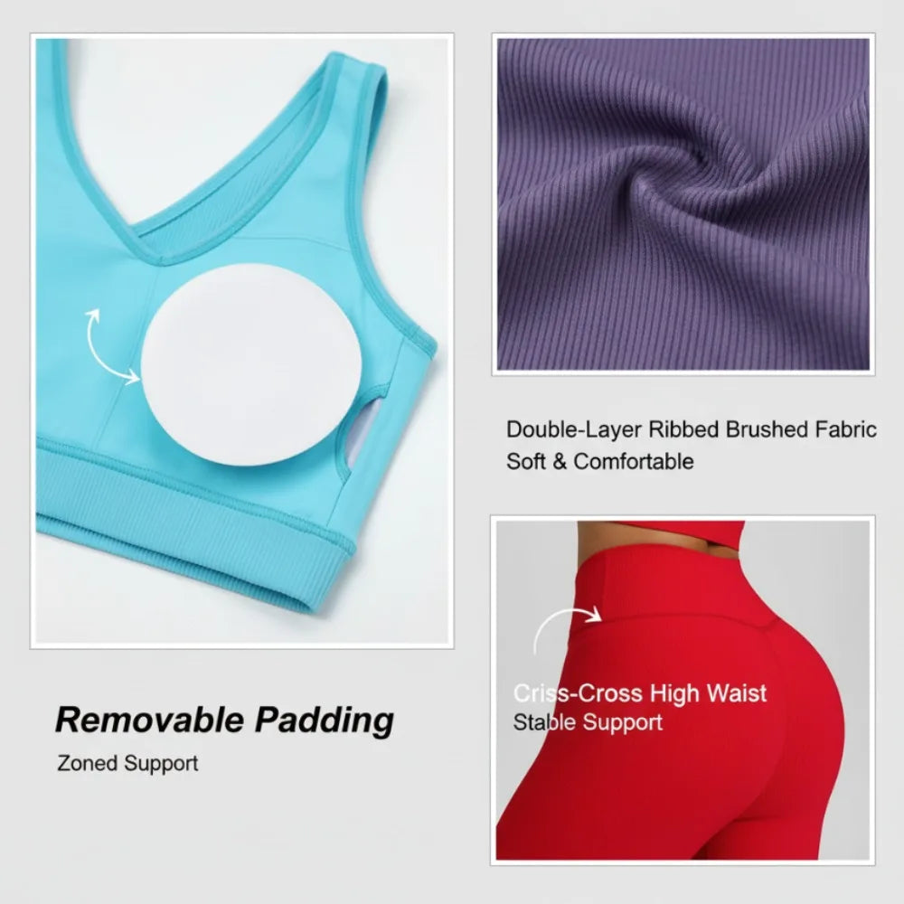 3-Piece Gym Set (Bra + Leggings + Zip Jacket)