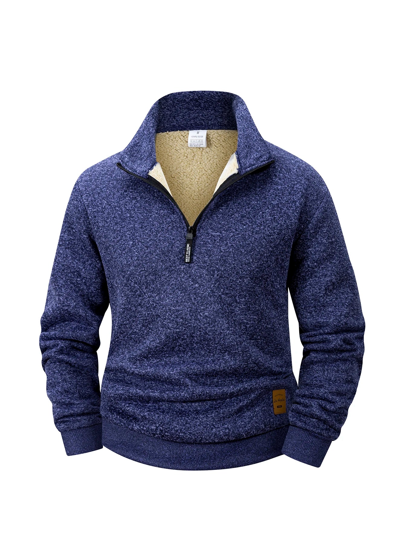 Men's Stand-Collar Zip Hoodie – Fleece-Lined Mock-Neck Pullover