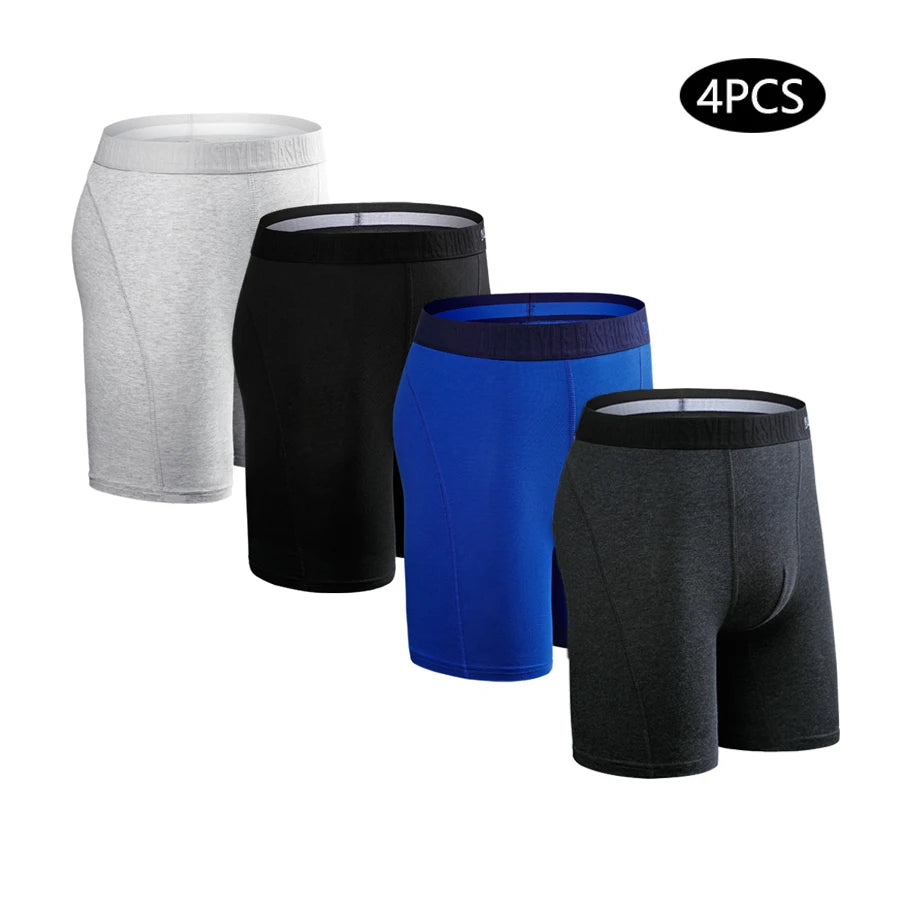 Men's Long-Leg Boxer Briefs – 4-Pack (Plus Sizes)