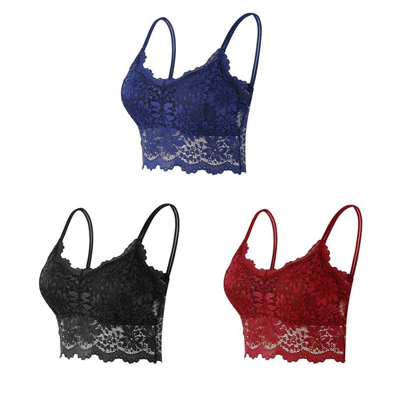 Women's Lace Bralette – 3-Pack Wireless Seamless