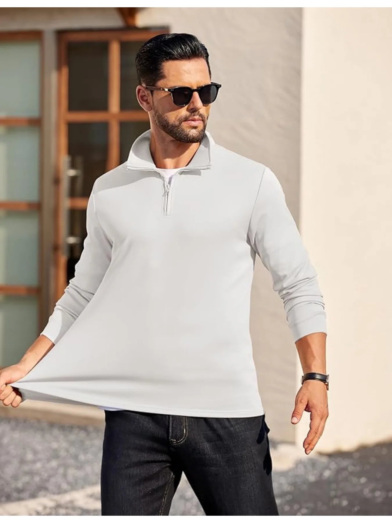 Quarter-Zip Knit Pullover Sweater