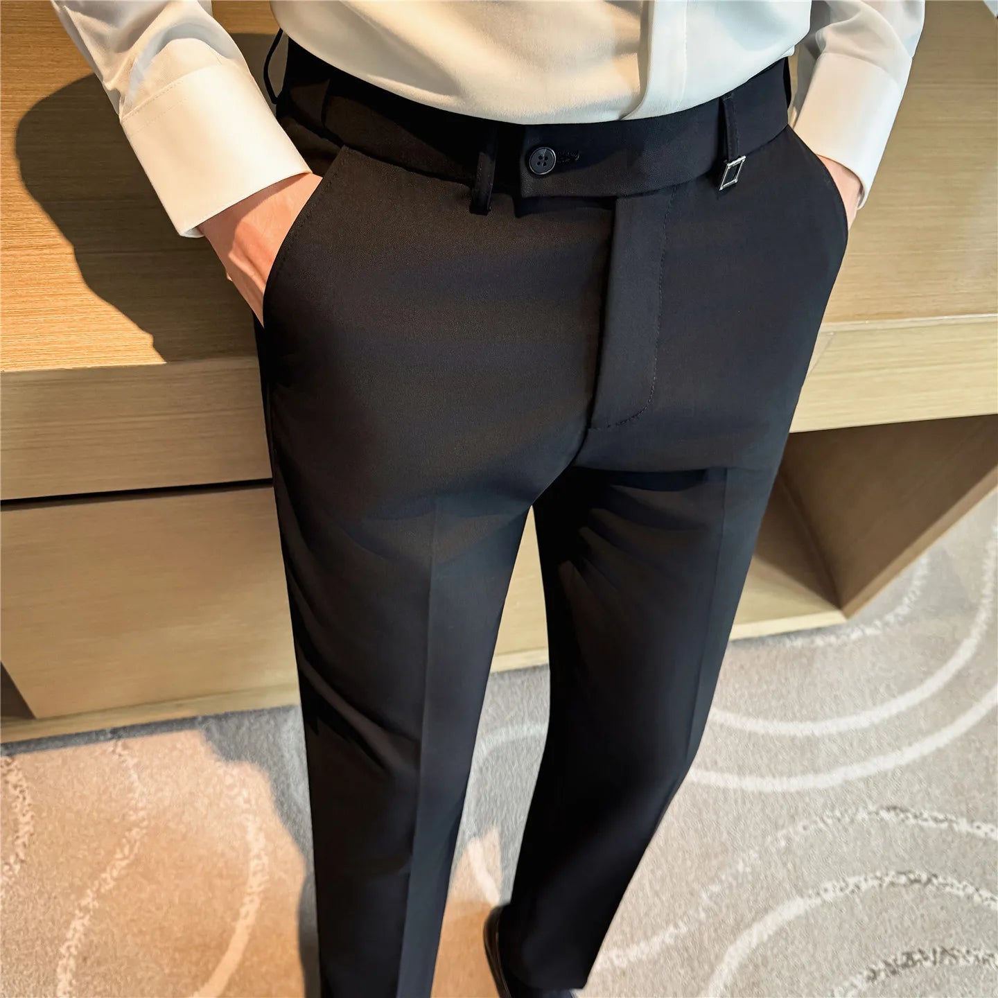 Men's Slim-Fit Dress Pants – Stretch Waist Trousers