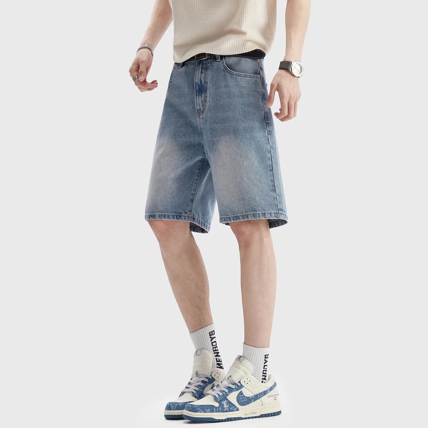 Baggy Washed Denim Shorts