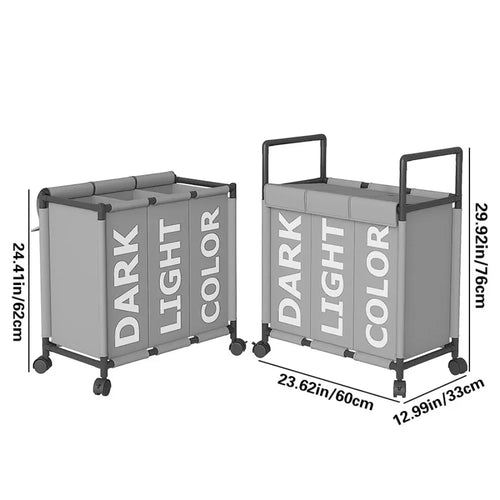 3-Section Rolling Laundry Sorter