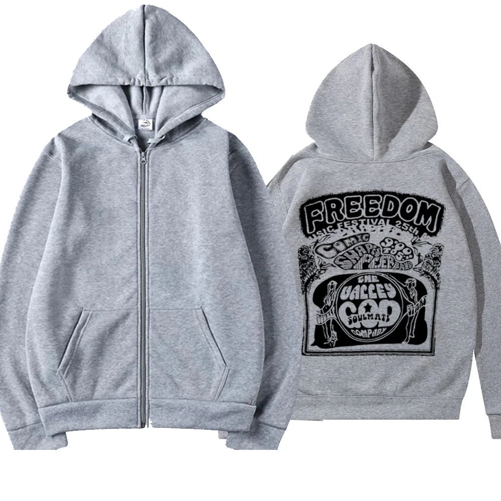 Men's Graphic Zip Hoodie – Large Back Print Streetwear