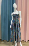 Smocked Strapless Tiered Midi Dress
