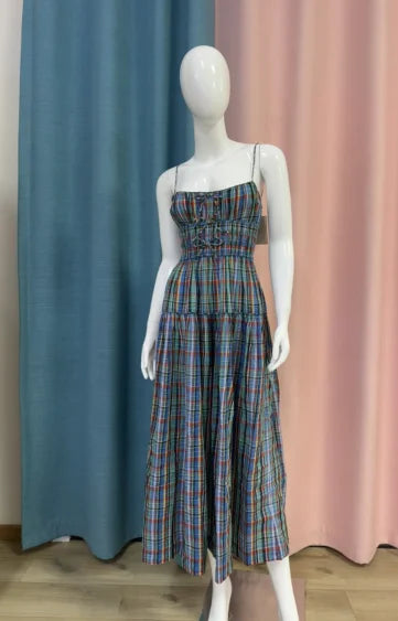 Smocked Strapless Tiered Midi Dress