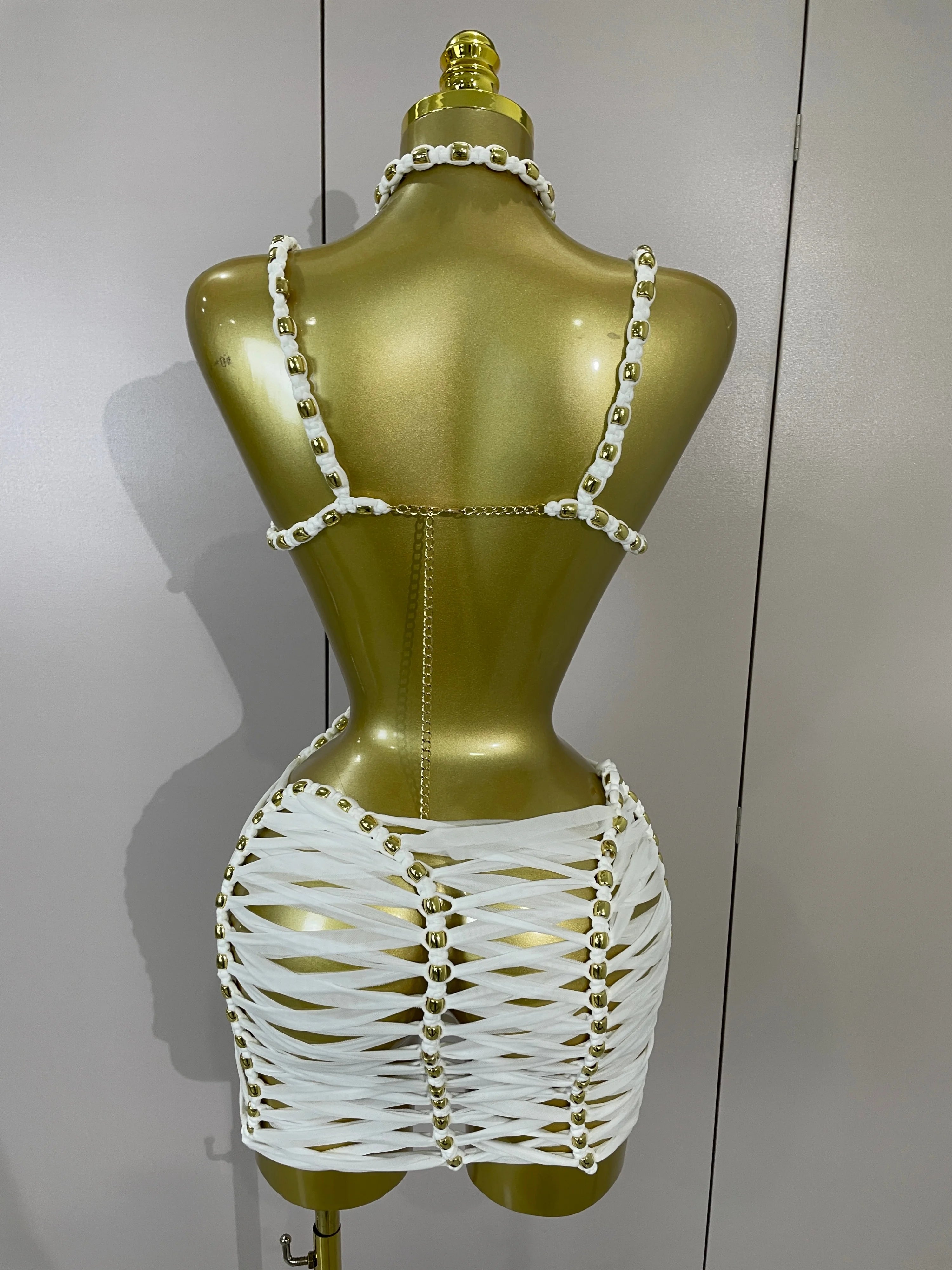 Cut-Out Crochet Mini Dress