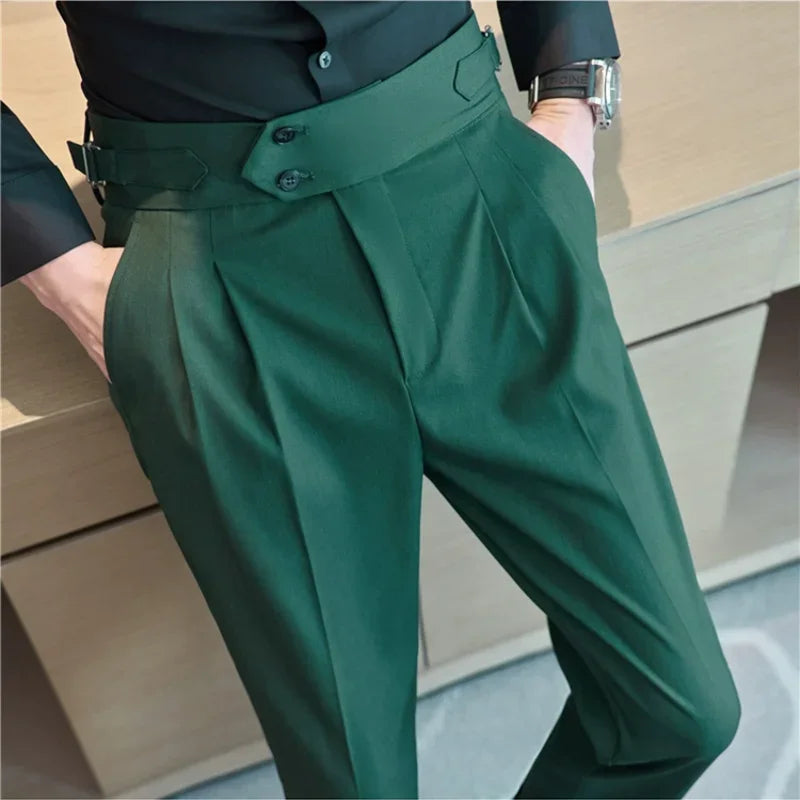 Men's Slim-Fit Dress Trousers – Formal Business Pants