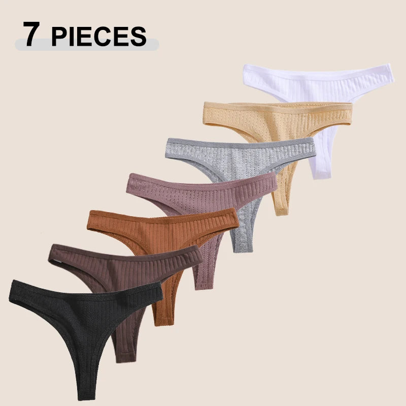 Women's Seamless Cotton Thongs – 7-Pack Breathable