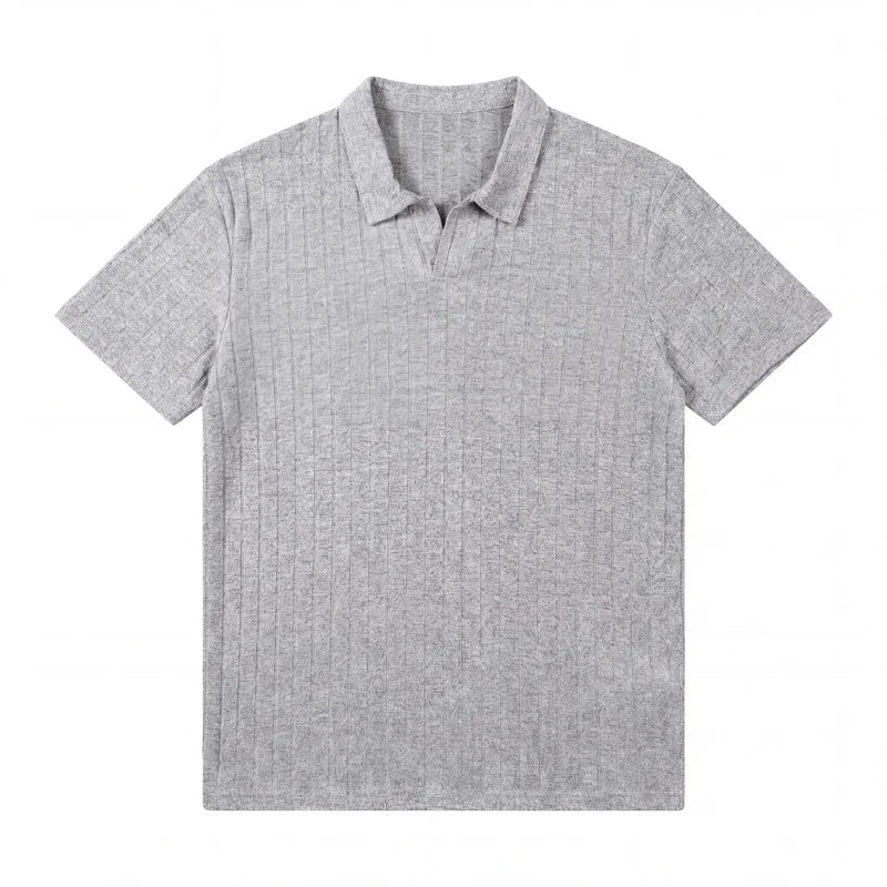 Men's Ribbed Knit Polo – Short-Sleeve Casual