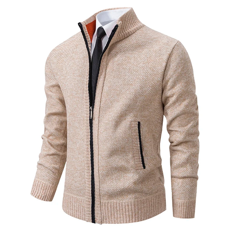 Men's Fleece Zip Cardigan – Warm Stand-Collar Jacket