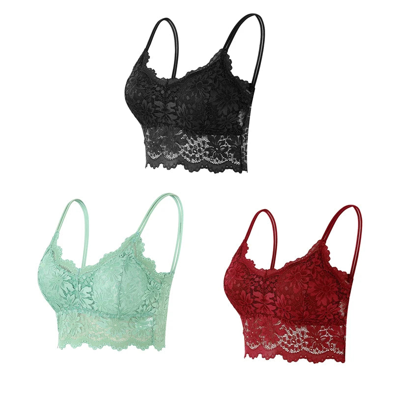 Women's Lace Bralette – 3-Pack Wireless Seamless
