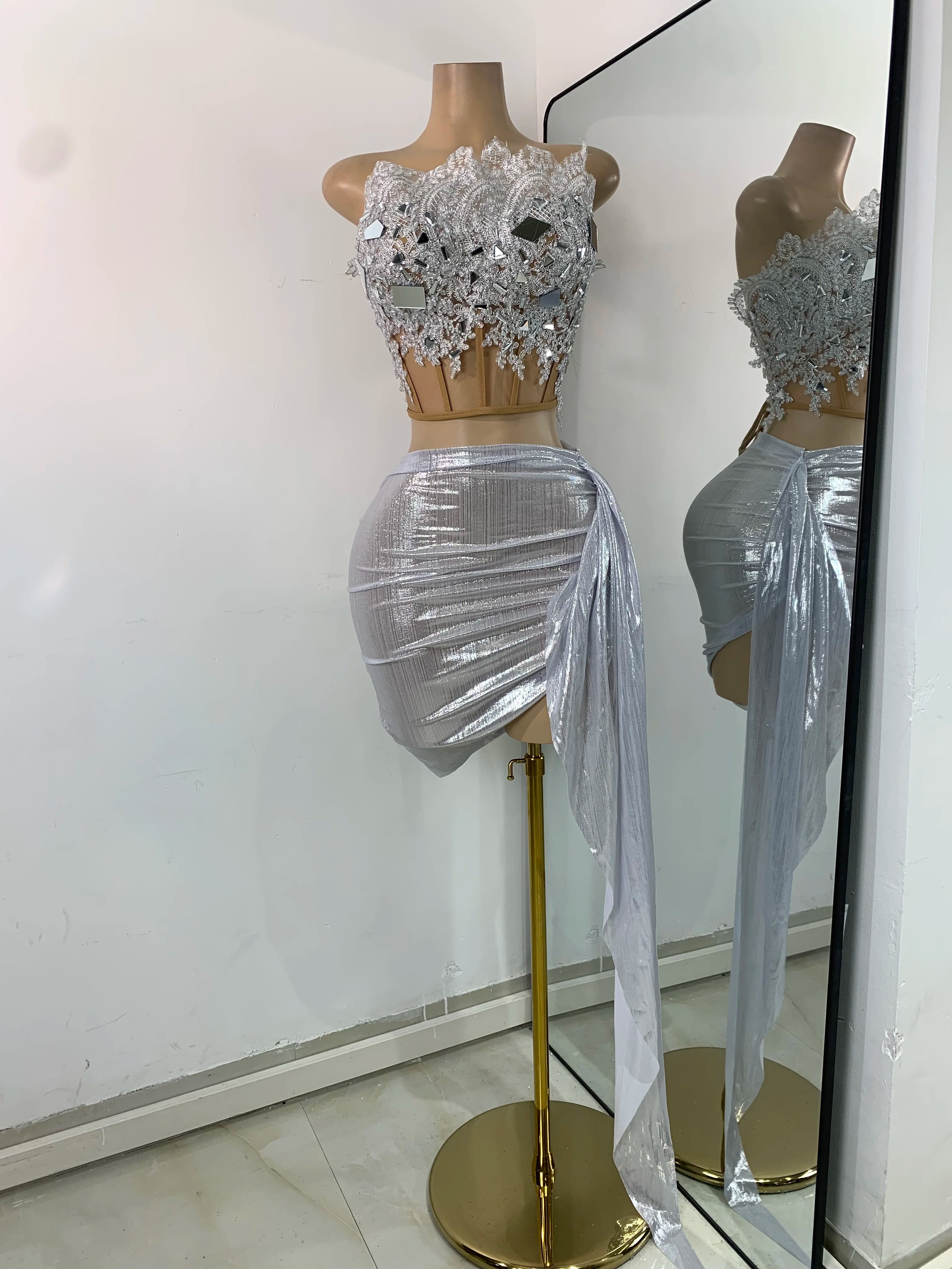 Sequin Crop & Skirt Party Set