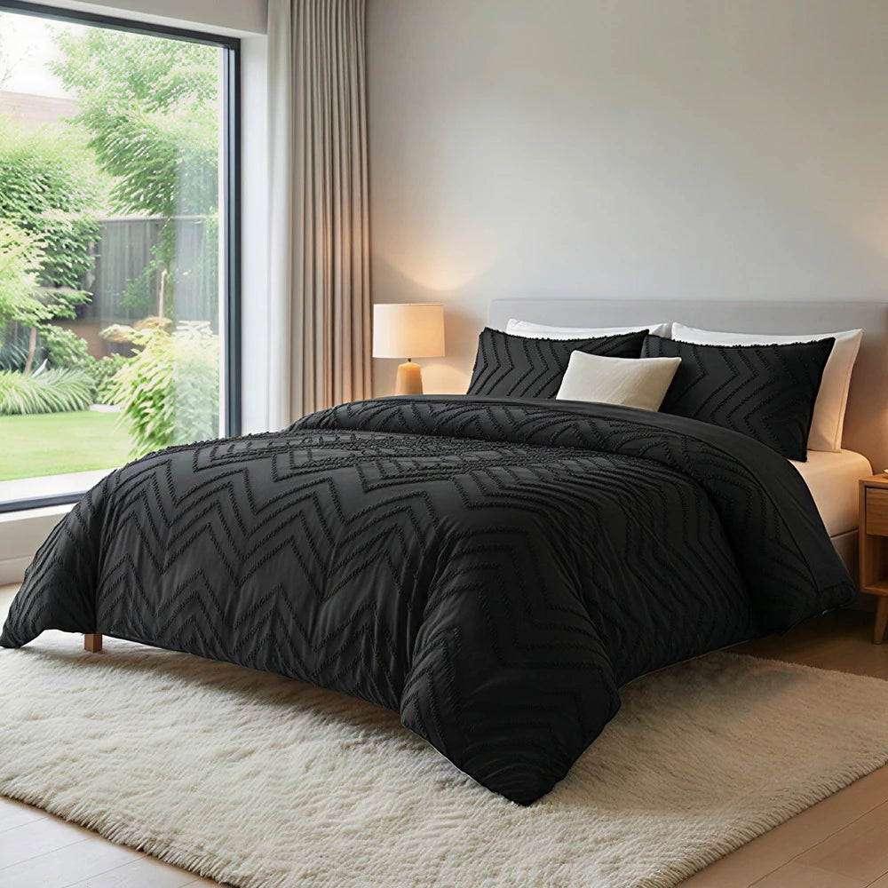 Tufted Comforter Bedding Set – 5 or 7 Piece, Solid Color