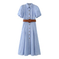 Linen-Blend Button-Down Shirt Dress