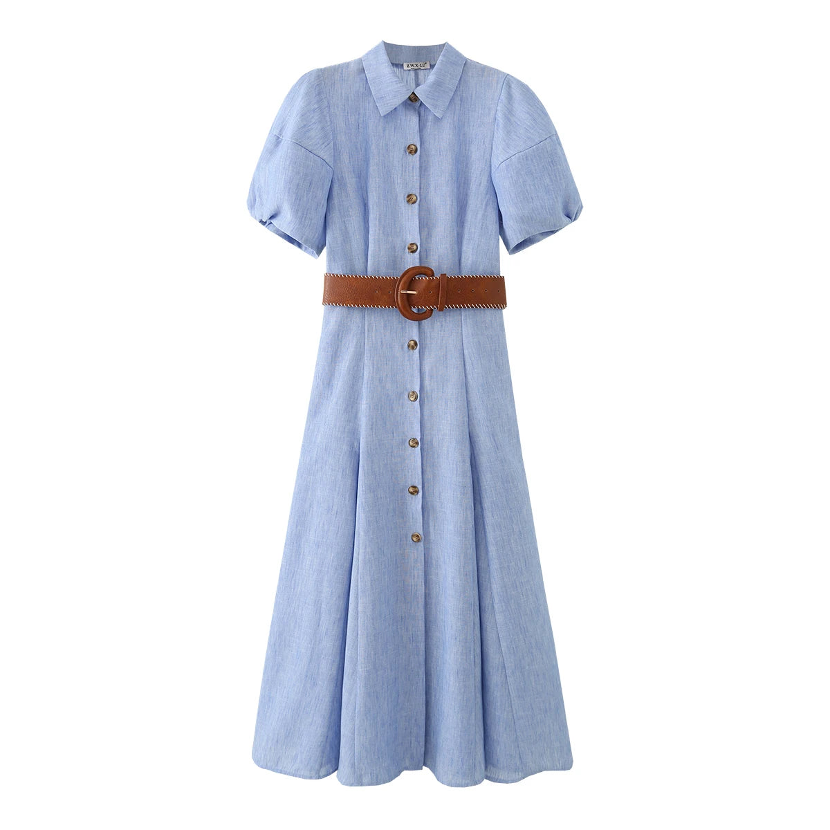 Linen-Blend Button-Down Shirt Dress