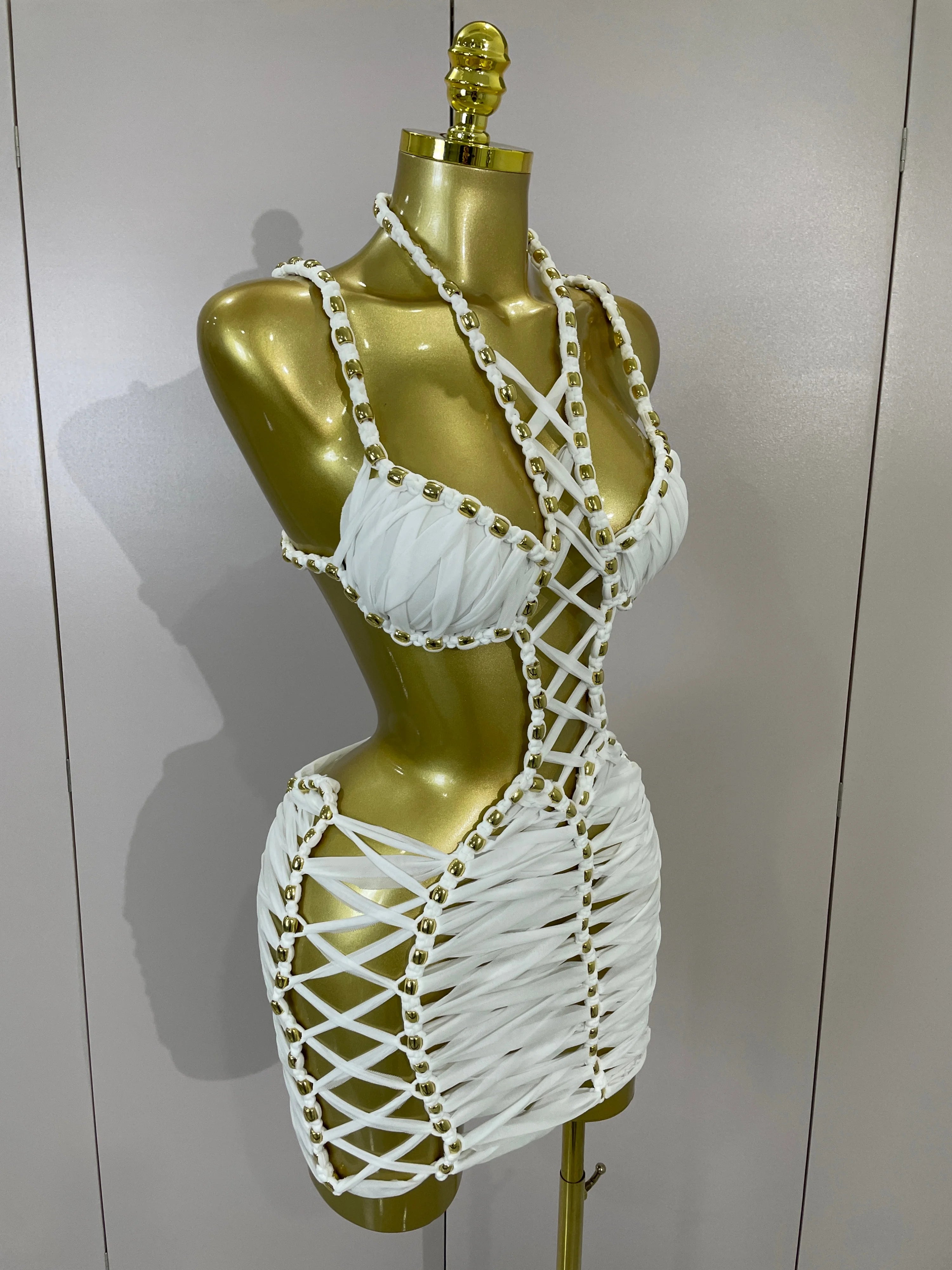 Cut-Out Crochet Mini Dress